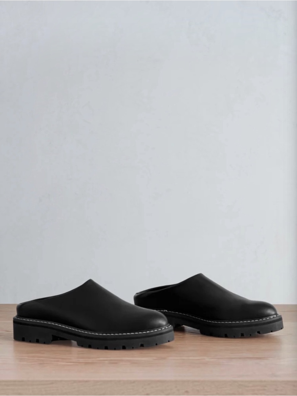 Jenni Kayne Black Leather Lugged Mules